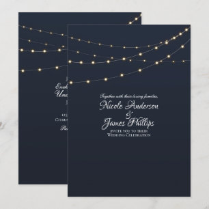 Convites Cordas Modernas Iluminam Casamento Mínimo Russo Si