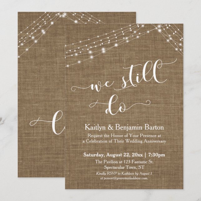 Convites Cordões de Luz de Aniagem Ainda Fazemos Aniversári (Frente/Verso)