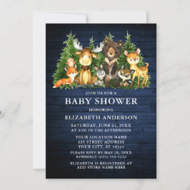 Convites Cores Aquáticas Animais da Floresta Azul Chá de Ma