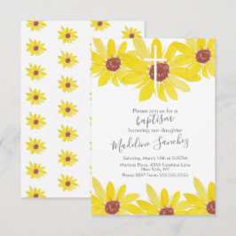 Convites Cores d'água Girassóis Batismo Pintados