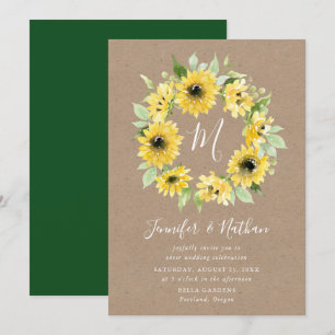Convites Cores D'Água Girassóis Monograma  Casamento