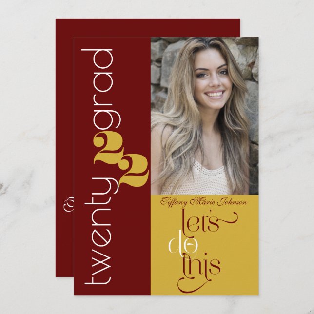 Convites Cores das Escolas de Foto de Graduação Moderna (Frente/Verso)