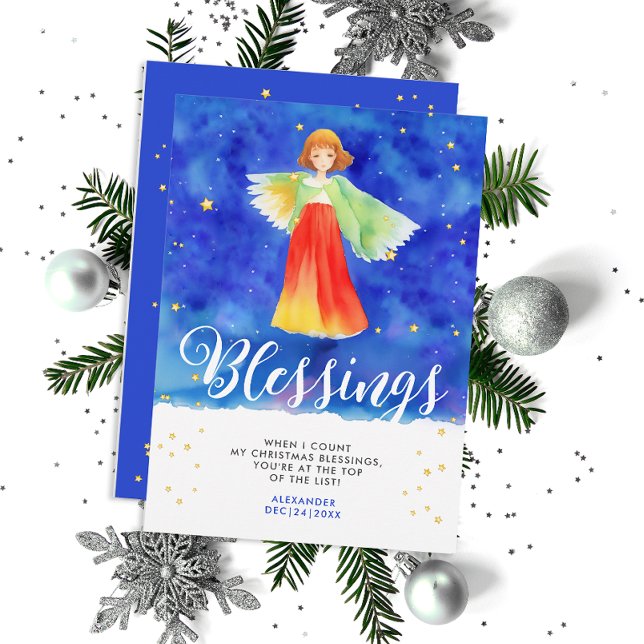 Convites Cores de anjo religioso lindas abençoam aquarela (Criador carregado)