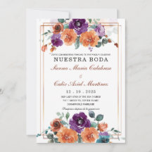 Cores de casamento roxo e laranja queimado