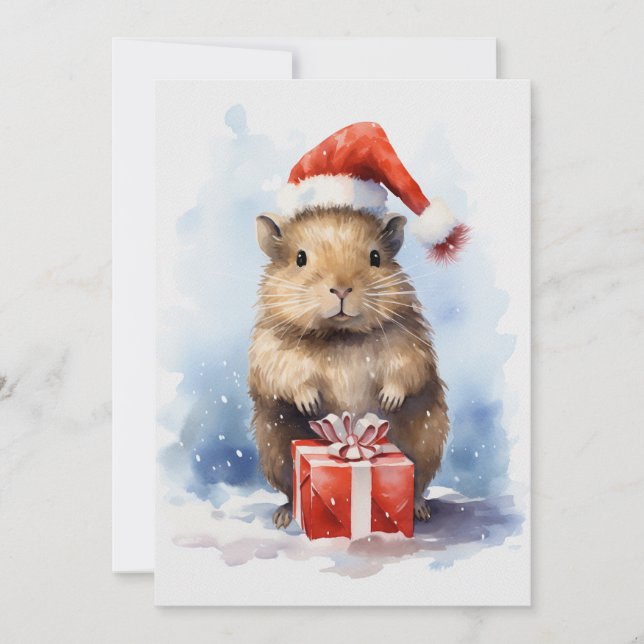 Convites Cores de Natal de Capoeira Cura Capybara Winter (Frente)