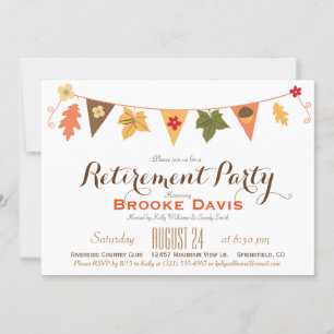Convites Cores de Queda Folhas Parte de Aposentadoria de Si