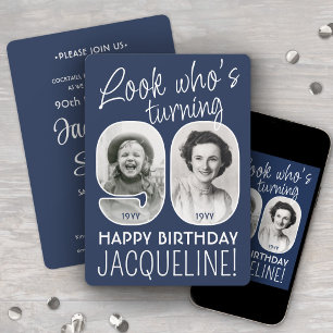 Convites Cores DIY • Olhe quem está fazendo 90 Aniversário 