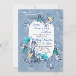 Convites Cores do cianótipo e borboletas visitantes.