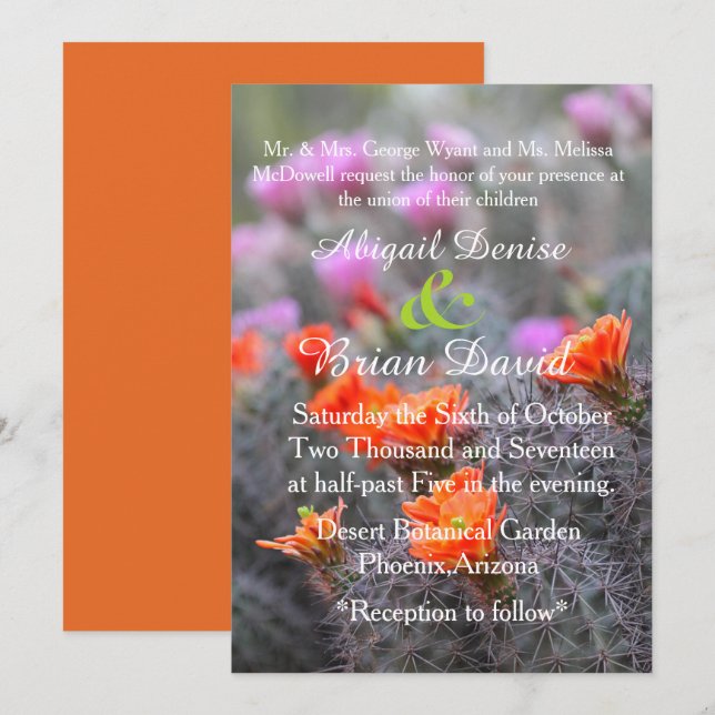 Convites Cores do fundo laranja do deserto (Frente/Verso)