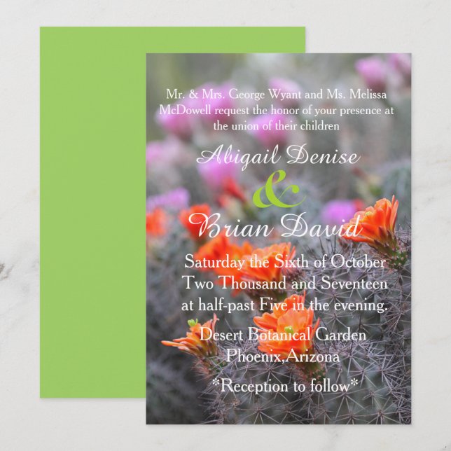 Convites Cores do fundo verde do deserto (Frente/Verso)