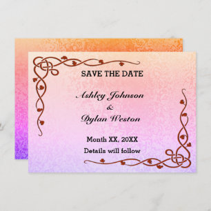 Convites Cores do Shimmer de outono Rosa Roxo Salvar a Data