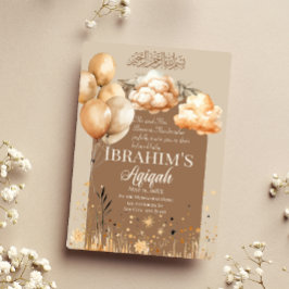 Convites Cores Neutras Cutis Bebê Aqiqah Islâmica