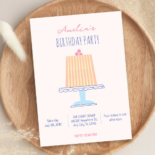 Convites Cores pastéis de bolo de aniversário