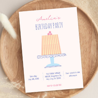 Convites Cores pastéis de bolo de aniversário
