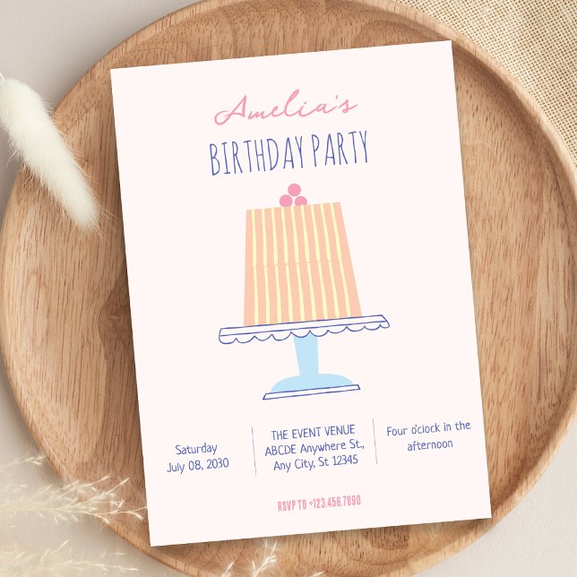 Convites Cores pastéis de bolo de aniversário (Criador carregado)