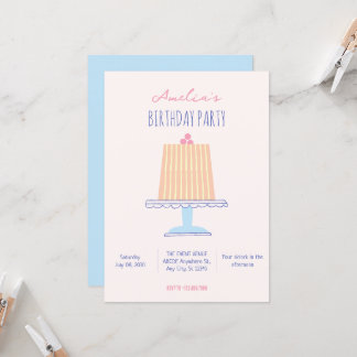 Convites Cores pastéis de bolo de aniversário