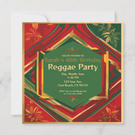 Convites Cores Rasta Floral Festa Reggae Personalizável