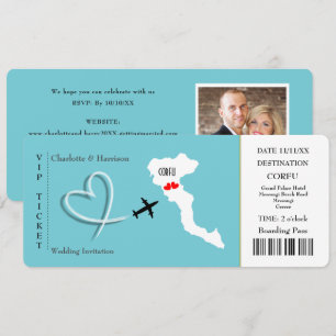 Convites Corfu de Destino de Casamento de Passagem de Bilhe