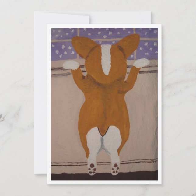 Convites Corgi at Window Invitation (Frente)