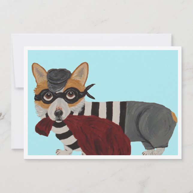 Convites Corgi Burglar Invitation (Frente)