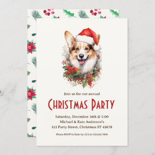 Convites Corgi em uma festa de Natal de Pet Dog de Santa Ha