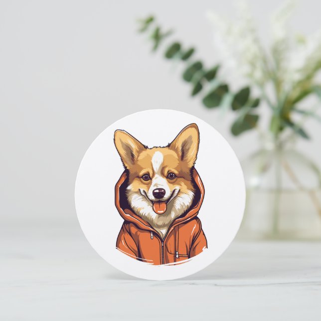 Convites Corgi Engraçado Vestindo Moletom (Em pé/Frente)