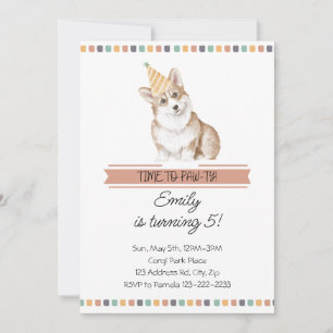 Convites Corgi Personalizável É Hora de Fartar