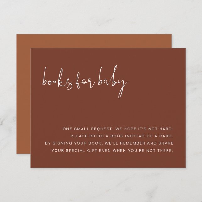 Convites CORIANDER Boho Terracotta e Rust Books Para Bebê (Frente/Verso)