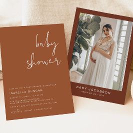 Convites CORIANDER Boho Terracotta e Rust Chá de fraldas