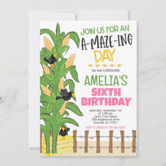 Convites Corn Maze Girl Birthday
