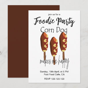 Convites Corndog Me Faz Feliz Festa de Comida