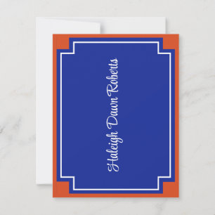 Convites Corner Block Orange & Royal Blue Graduation Invita