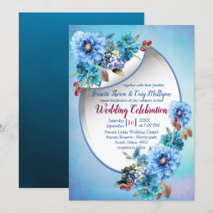 Convites Cornflower Blues em Casamento de Aquarela