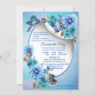 Convites Cornflower Blues em Watercolor Bachelorette