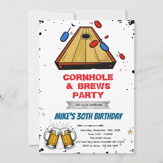 Convites Cornhole and beer party invitation (Frente)