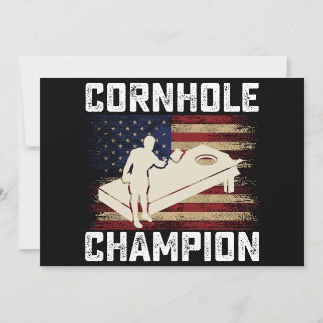 Convites Cornhole Champion American Flag USA 4º de julho (Frente)