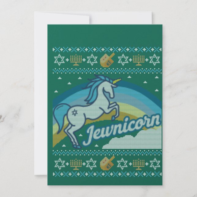 Convites Corno de Hanukkah Feio Unicórnio Judeunicórnio (Frente)