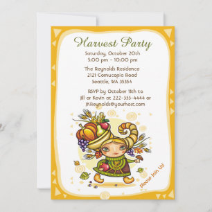 Convites Cornucopia Autumn Harvest Girl