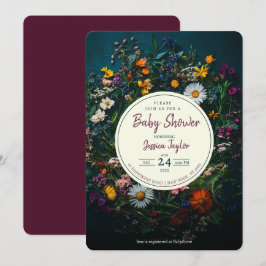 Convites Coroa Boho de Flores Silvestres para Chá de Bebê