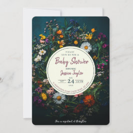 Convites Coroa Boho de Flores Silvestres para Chá de Bebê