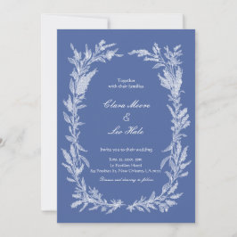 Convites Coroa Botânica Azul Desbotada Boho Casamento