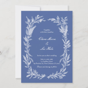 Convites Coroa Botânica Azul Desbotada Boho Casamento
