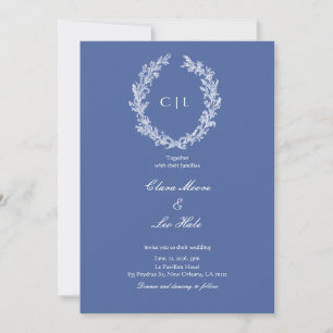 Convites Coroa Botânica Boho Azul Empoeirado Casamento