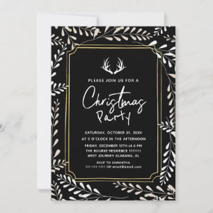 Convites Coroa Botânica Chic Elegante Veado Natal