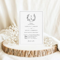Coroa Botânica de Monograma Elegante Casamento