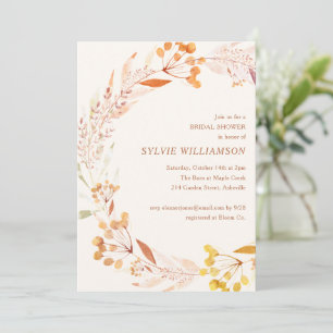 Convites Coroa Botânica de Outono Casamento Boho Ferrugem D
