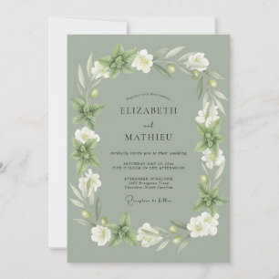Convites Coroa Botânica Verde Sage Casamento