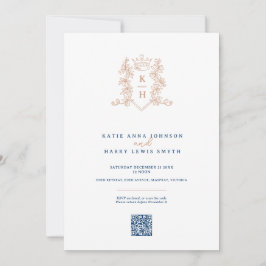 Convites Coroa branca rosa-rosa-branco monograma casamento 