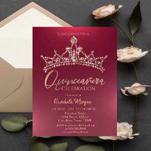 Convites Coroa Chic Burgundy Quinceañera