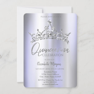 Convites Coroa Chic Violeta Metálico Quinceañera